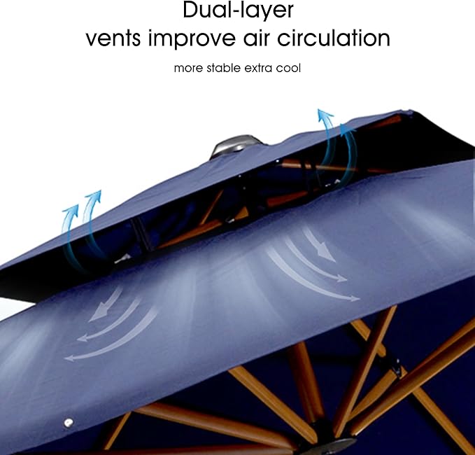 PURPLE LEAF 11ft Patio Umbrella with Base Outdoor Square Umbrellas Large Cantilever Umbrella Windproof Offset Umbrellas Heavy Duty Sun Umbrella for Garden Deck Pool Patio, Navy Blue