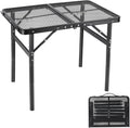 Camping Table Grill 4 Height Adjustable Small Folding 2FT Foldable Picnic Portable Grill Stand Mesh Outdoor Beach BBQ RV Black