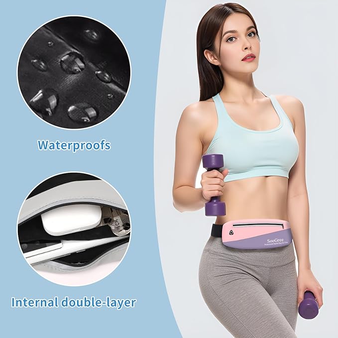 Slim Fanny Packs for Women Men,Waterproof Waist Pack with Reflective Strip Adjustable Strap,Running Belt for Sports Workout Cycling Hiking, Casual Hands-Free Wallets Phone Bag (Style 7)