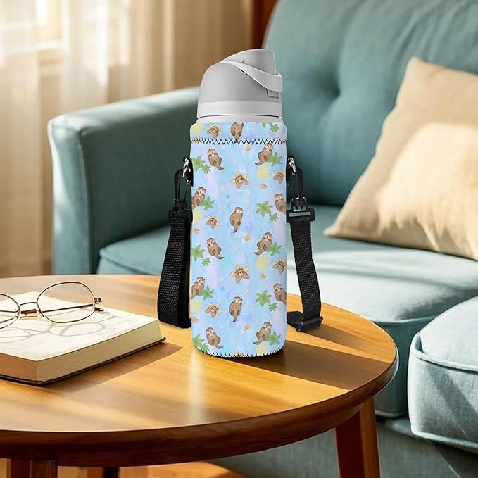 Neoprene Water Bottle Carrier Bag with Adjustable Shoulder Strap for Men Women Walking Hiking,Portable Insulated Holder Case for Stainless Steel/Glass/Plastic Bottles