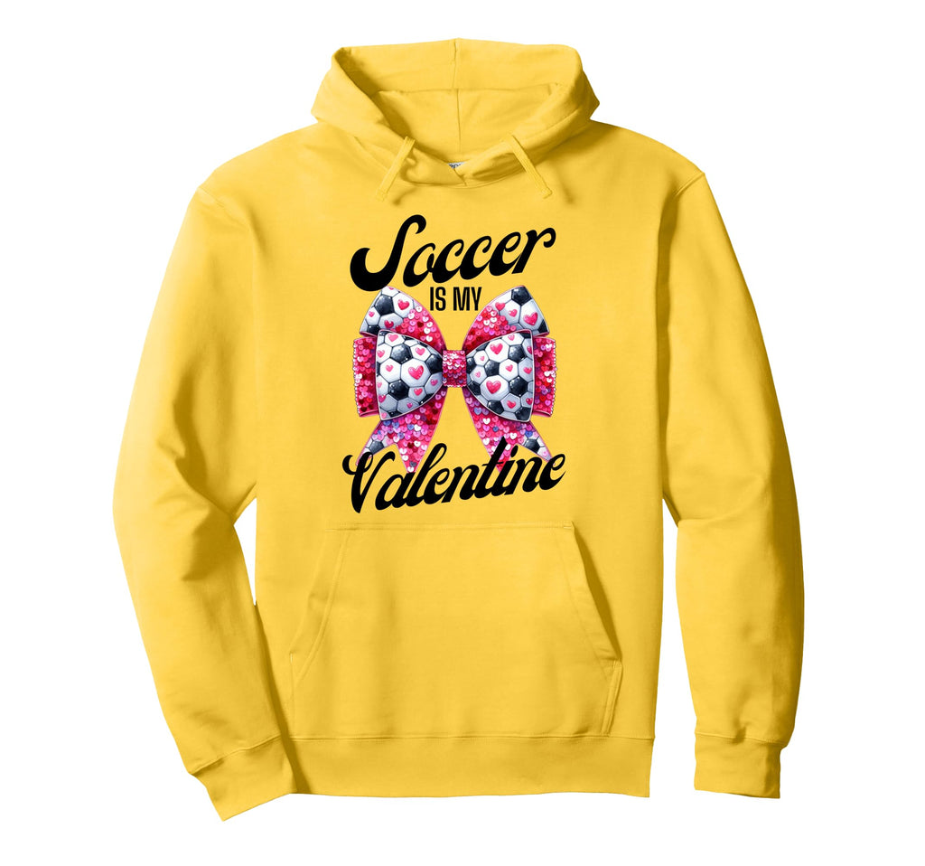 Soccer Is My Valentine Coquette Bow Hoodie - Custom Art Print Unisex