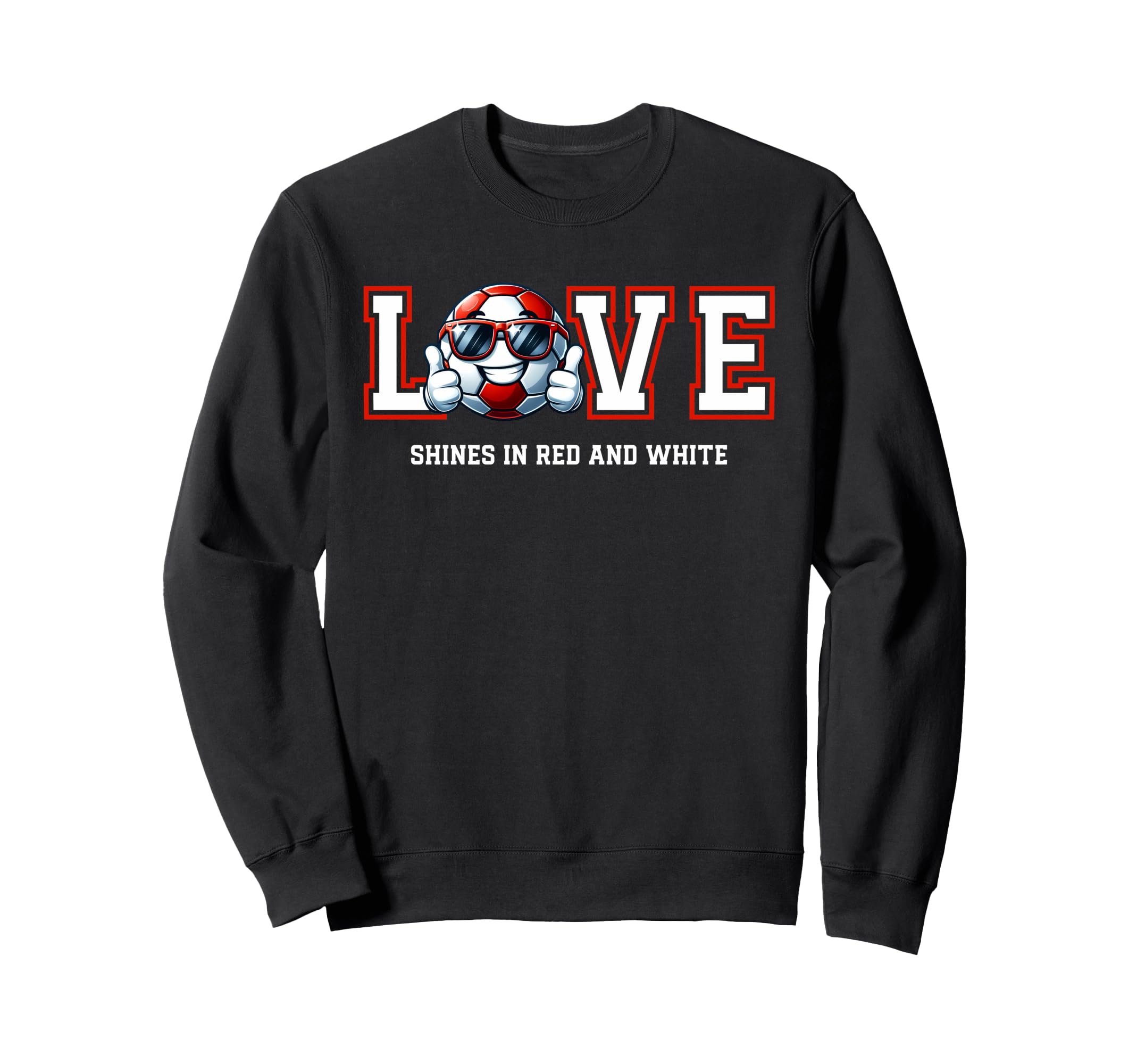 Cartoon Soccer Ball Red And White Sweatshirt - Custom Art Print Men Women