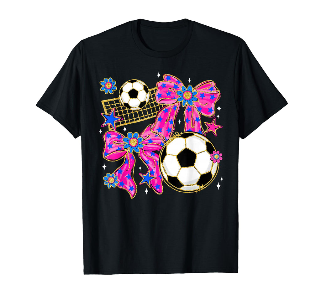 Soccer Coquette Bow Kick Dang Ball Happy T-Shirt - Custom Art Print Unisex