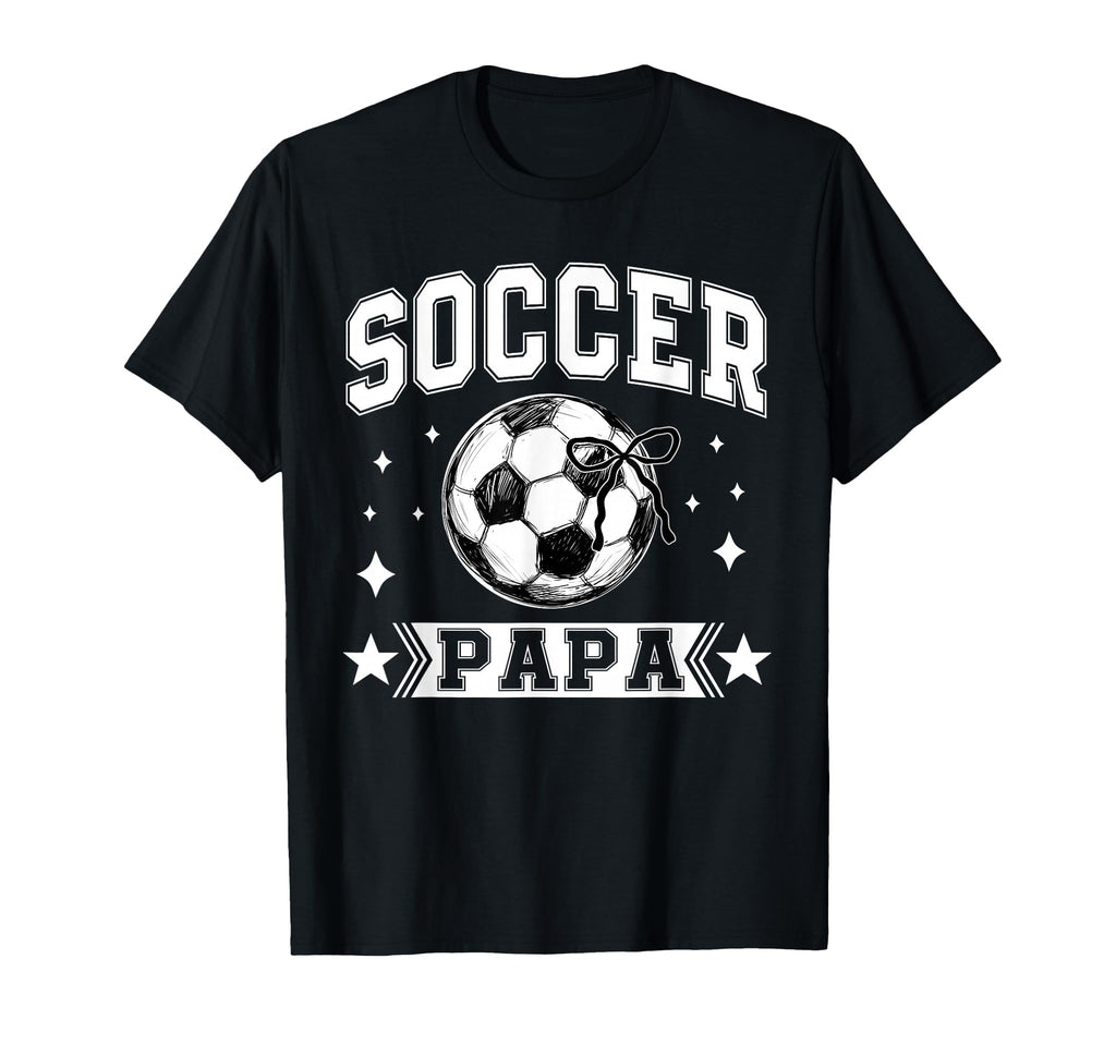 Coquette Bow Soccer Papa Soccer T-Shirt - Casual Everyday Wear for Adults