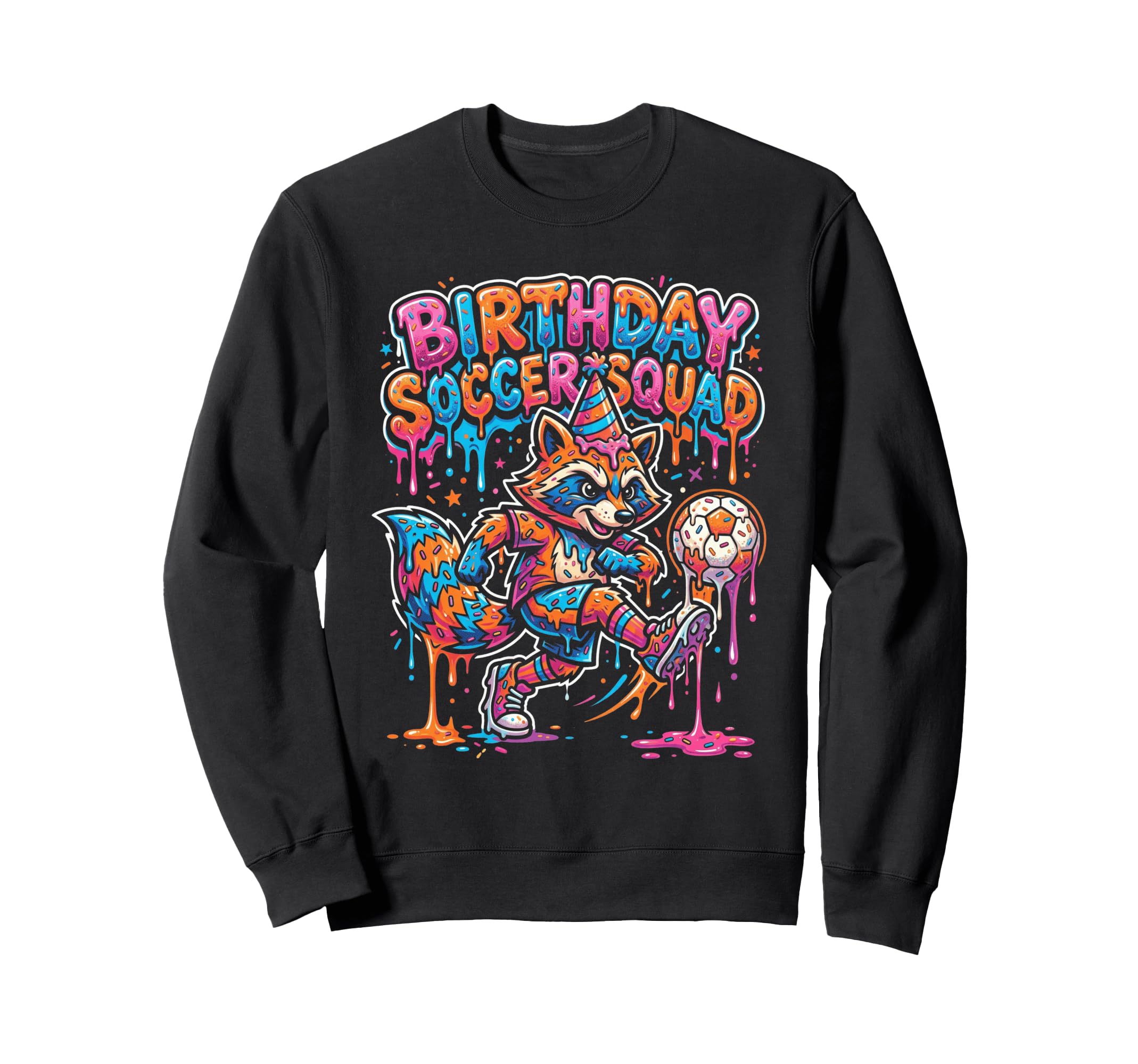 Raccoon Soccer Squad Party Animal Sweatshirt - Custom Art Print Unisex
