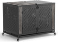 42" Heavy Duty Dog Crate Furniture for Medium and Large Dogs, Enclosed Design with 0.5 inch Holes, Indestructible Metal Kennel for High Anxiety Dogs, Chew Proof Indoor Pet House Cage, Gray