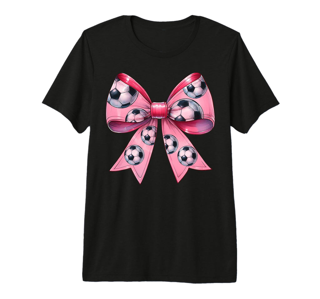 Coquette Bow Soccer Ball Pattern T-Shirt - Streetwear Style for Adults