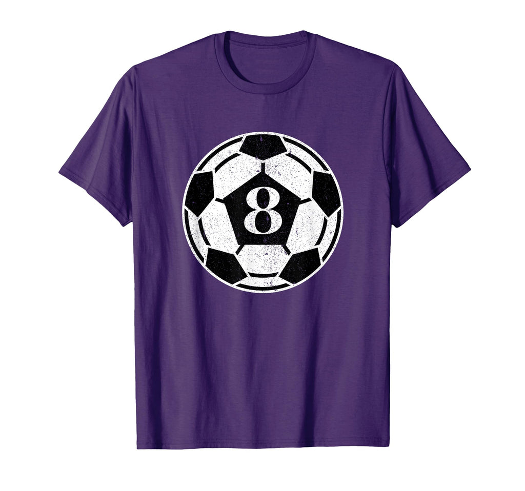 Soccer Number 8 8Th Birthday T-Shirt - Minimalist Print Men Women