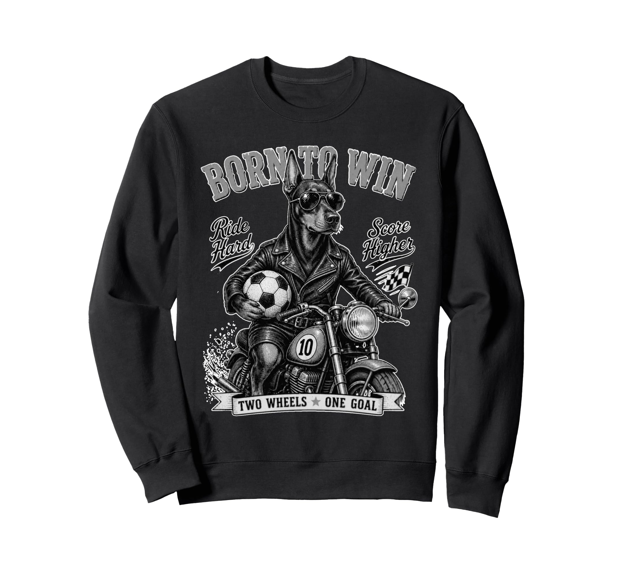 Doberman Pinscher Ride Motorbike Sweatshirt - Streetwear Style for Adults