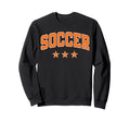 Soccer All Orange Stars Text Sweatshirt - Unique Graphic Unisex