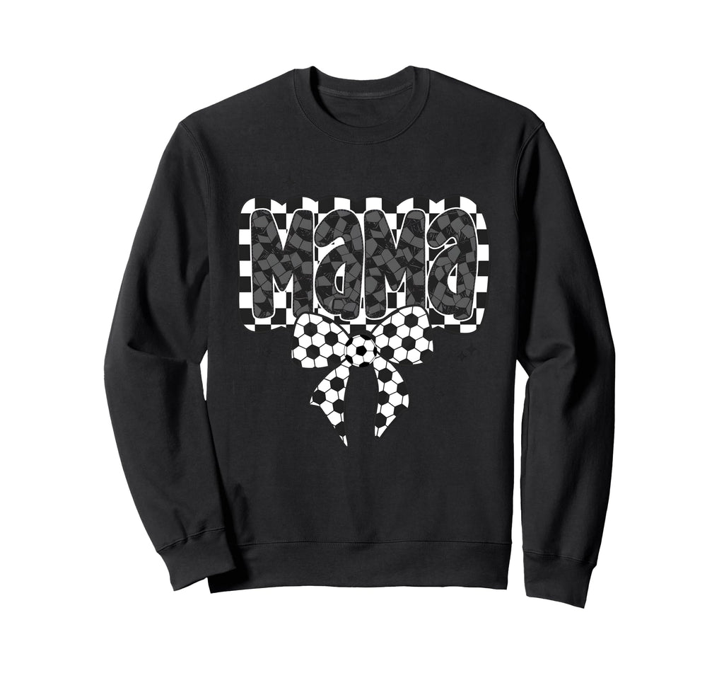 Mono Checkred Soccer Mama Bow Sweatshirt - Minimalist Print for Adults