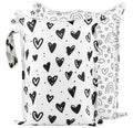 Tiny Twinkle Mess-Proof Waterproof Wet Dry Bag | 2-Pack Reusable Wet Bags for Swimsuits & Baby Clothes | Leakproof Wet Bag for Travel & Diaper Changes for Baby (Black, White)
