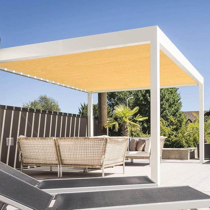 Eden's Decor Straight Flat-Edged Sun Shade Sail Rectangular 6' x 11' Wheat UV-Blocking Outdoor Canopy Fabric Cloth Awning for Pergola Patio Garden Backyard Custom Size