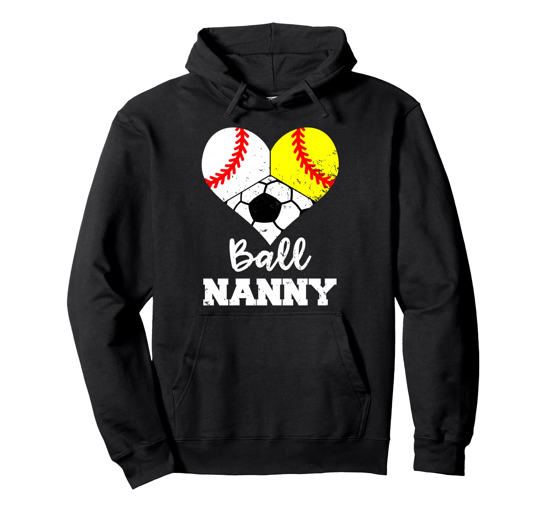 Ball Nanny Heart Funny Baseball Softball Hoodie - Trendy Graphic Men Women