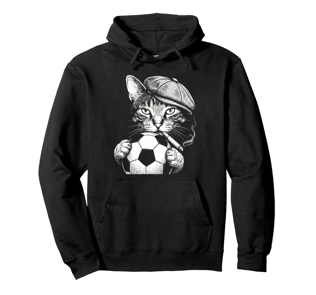 Flat Cap Smoking Feline Kitten Team Hoodie - Fun Novelty Design for Adults