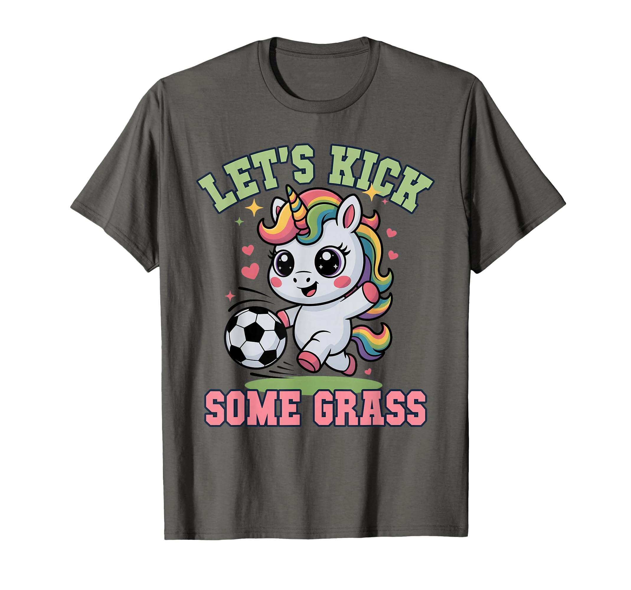 Funny Lets Kick Some Grass Soccer T-Shirt - Fun Novelty Design Men Women