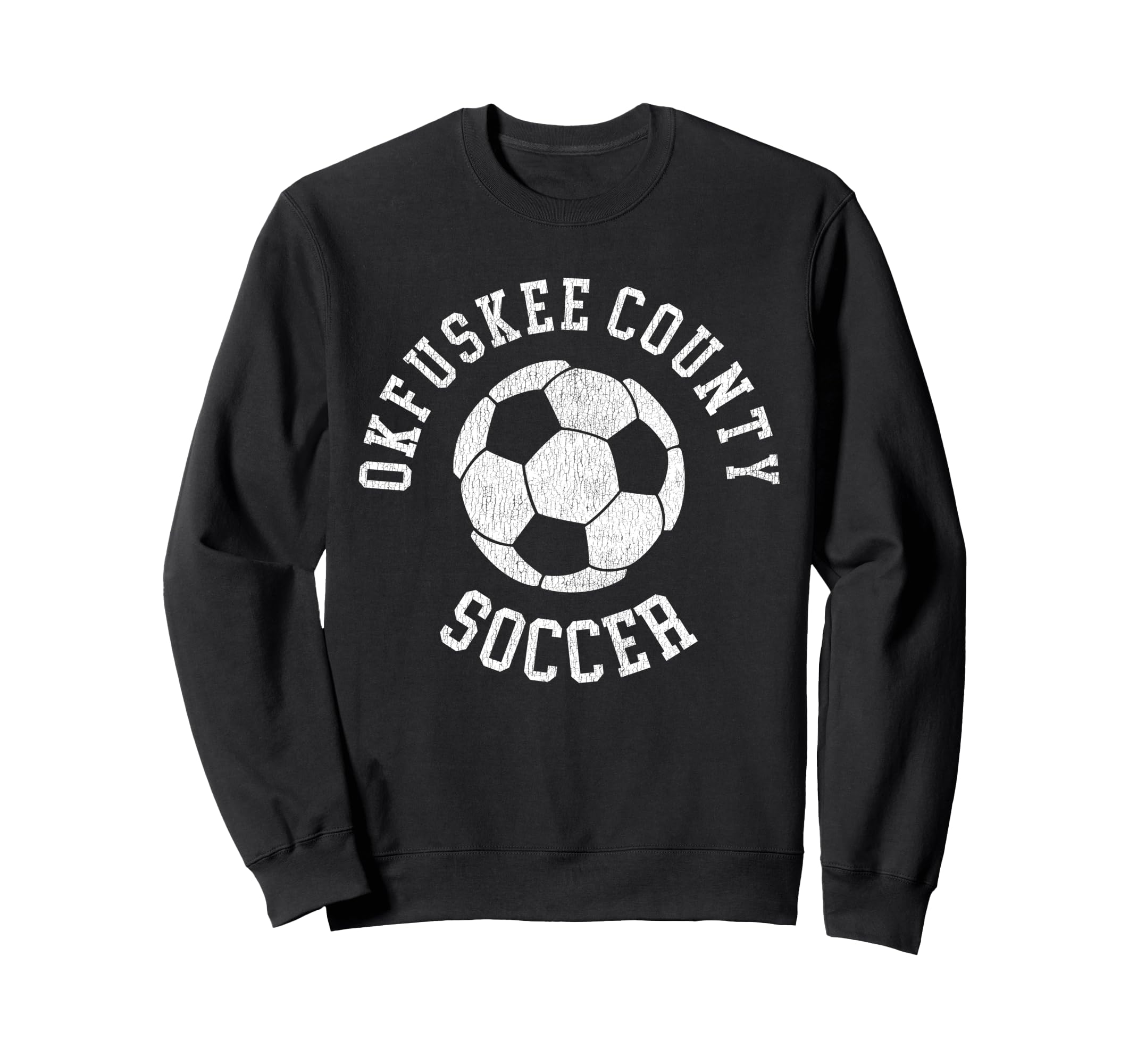 Okfuskee County Soccer Distressed Sweatshirt - Minimalist Print for Adults