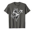 Funny Raccoon Kicking Soccer Ball Football T-Shirt - Unique Graphic Unisex