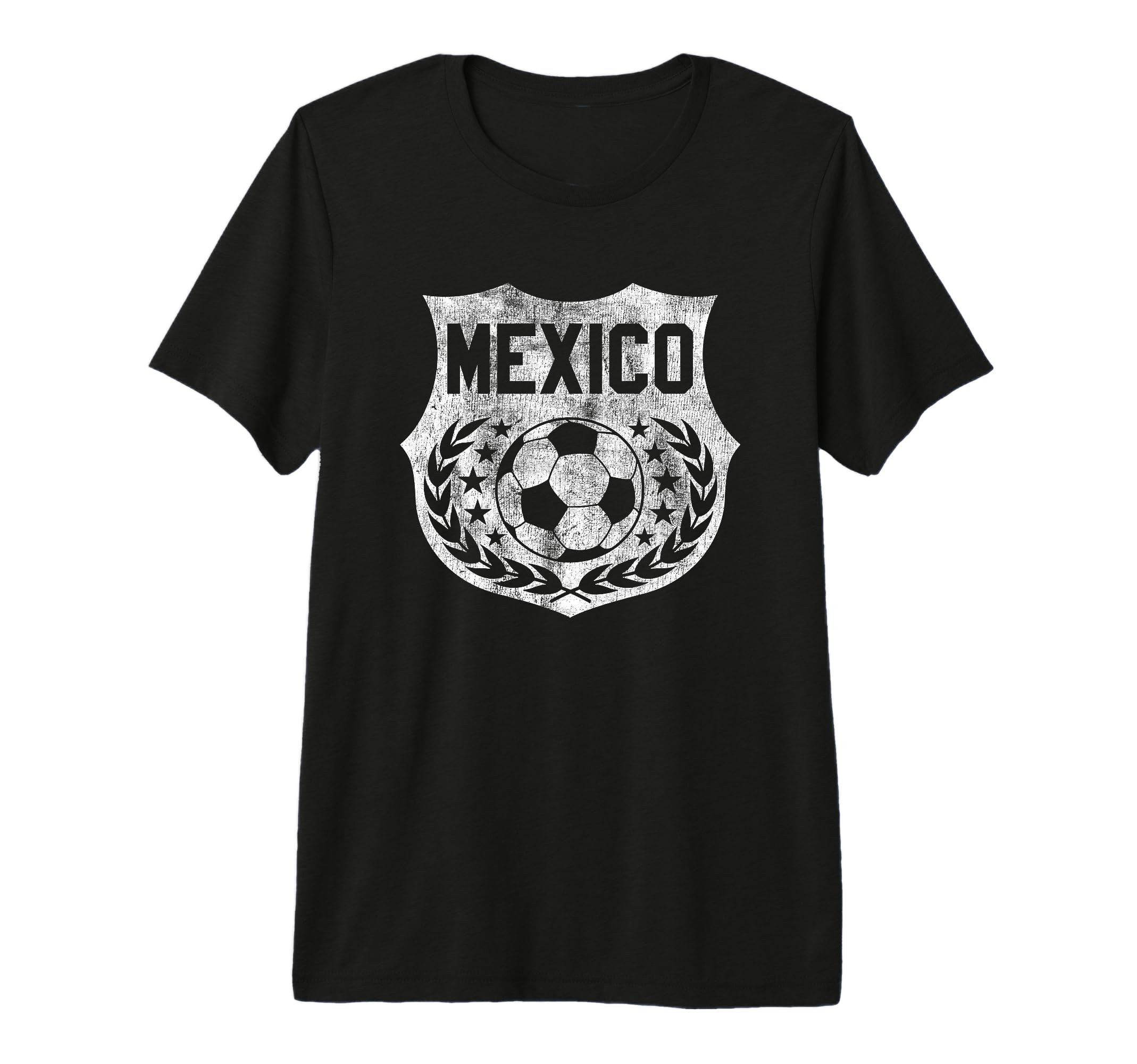 Mexico Soccer Distressed Shield T-Shirt - Custom Art Print for Adults