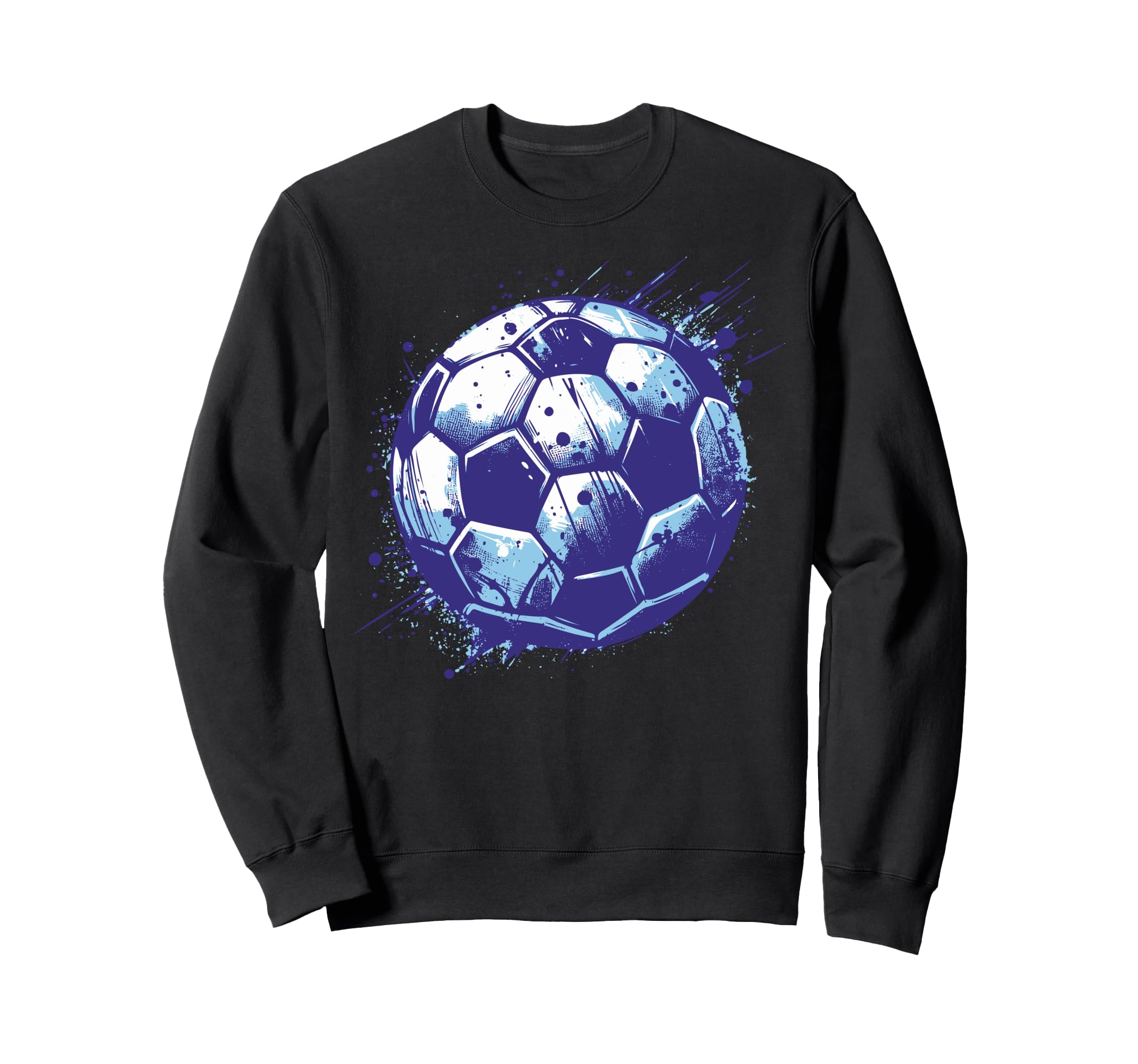 Grunge Soccer Ball Distressed Blue Sweatshirt - Custom Art Print Unisex