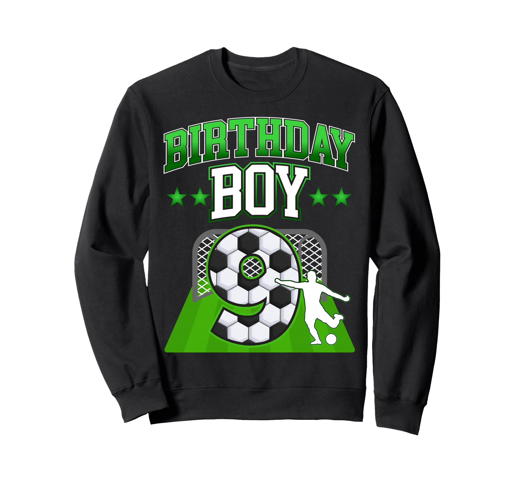 Soccer Themed Birthday Outfit 9 Year Sweatshirt - Unique Graphic Unisex