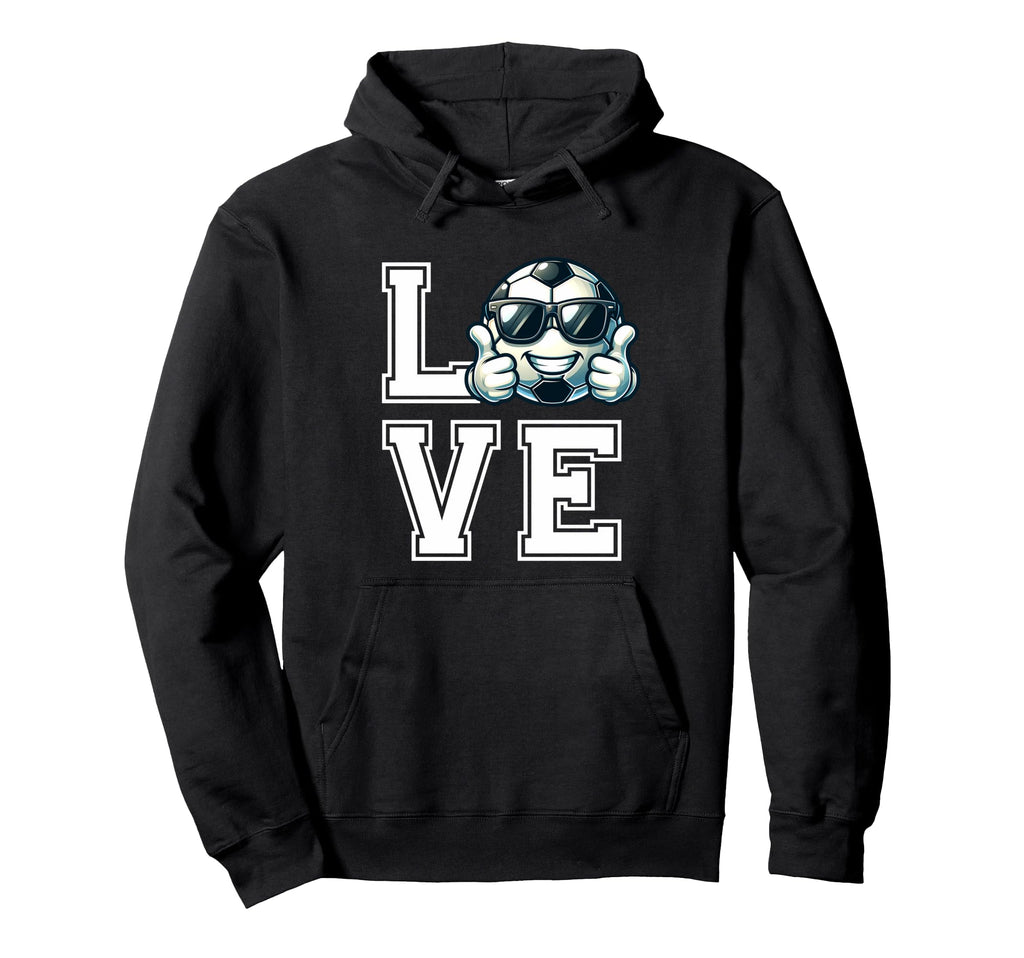 Love Cartoon Football Sunglasses Soccer Hoodie - Unique Graphic Unisex