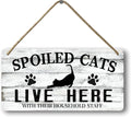 Cat Wall Decor For Cat Lovers Hanging Wood Cat Home Decor Fall Cat Wooden Sign Cat Christmas Decor Spoiled Cats And Their Staff Live Here Sign Cats Only Signs Cat Welcome People Tolerated Sign 12x6 In
