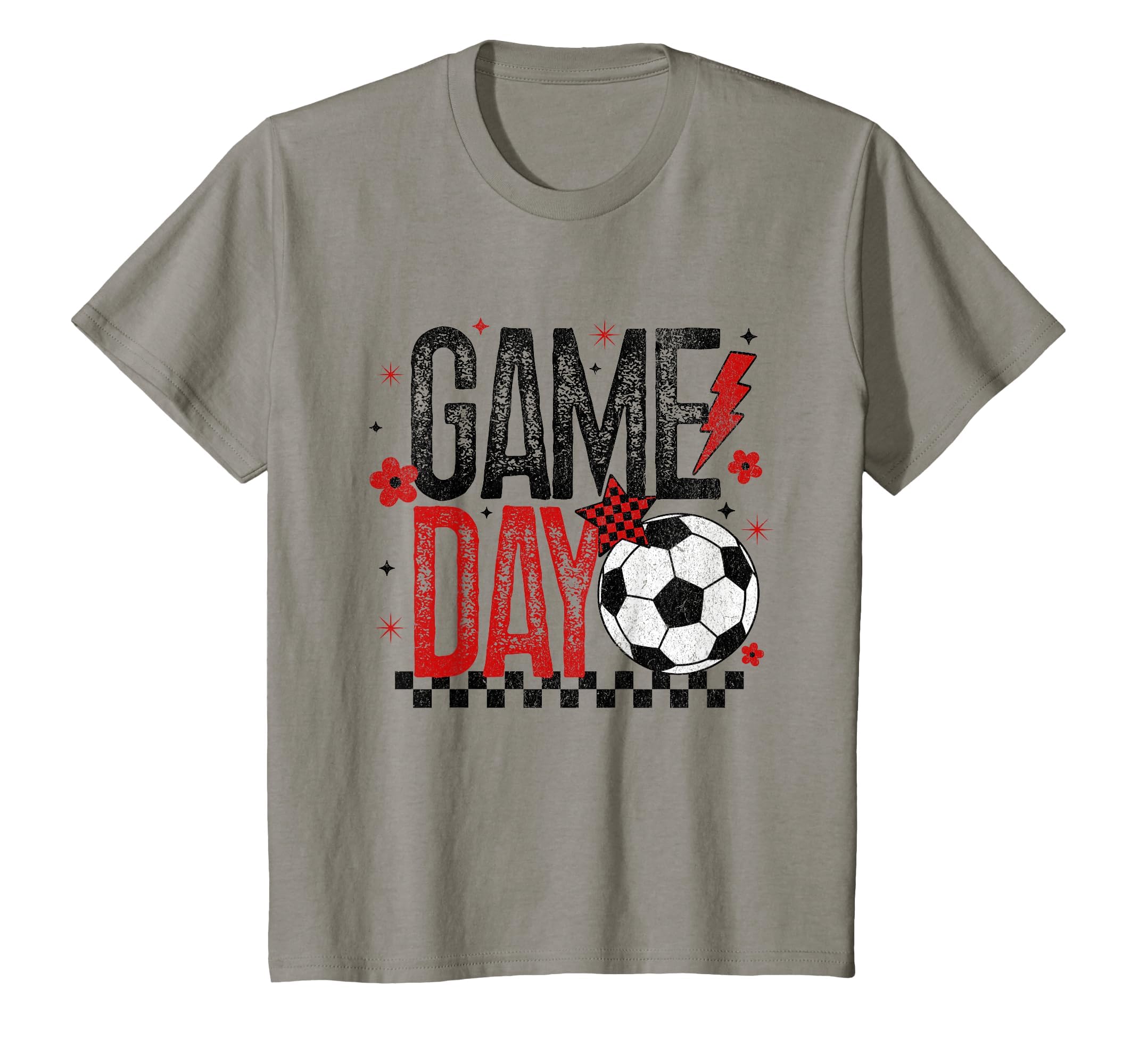 Game Day Soccer Season Checkered T-Shirt - Minimalist Print for Adults