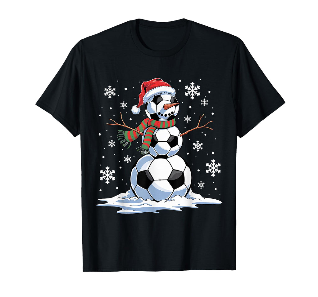 Soccer Snowman Soccer Player Santa T-Shirt - Fun Novelty Design for Adults