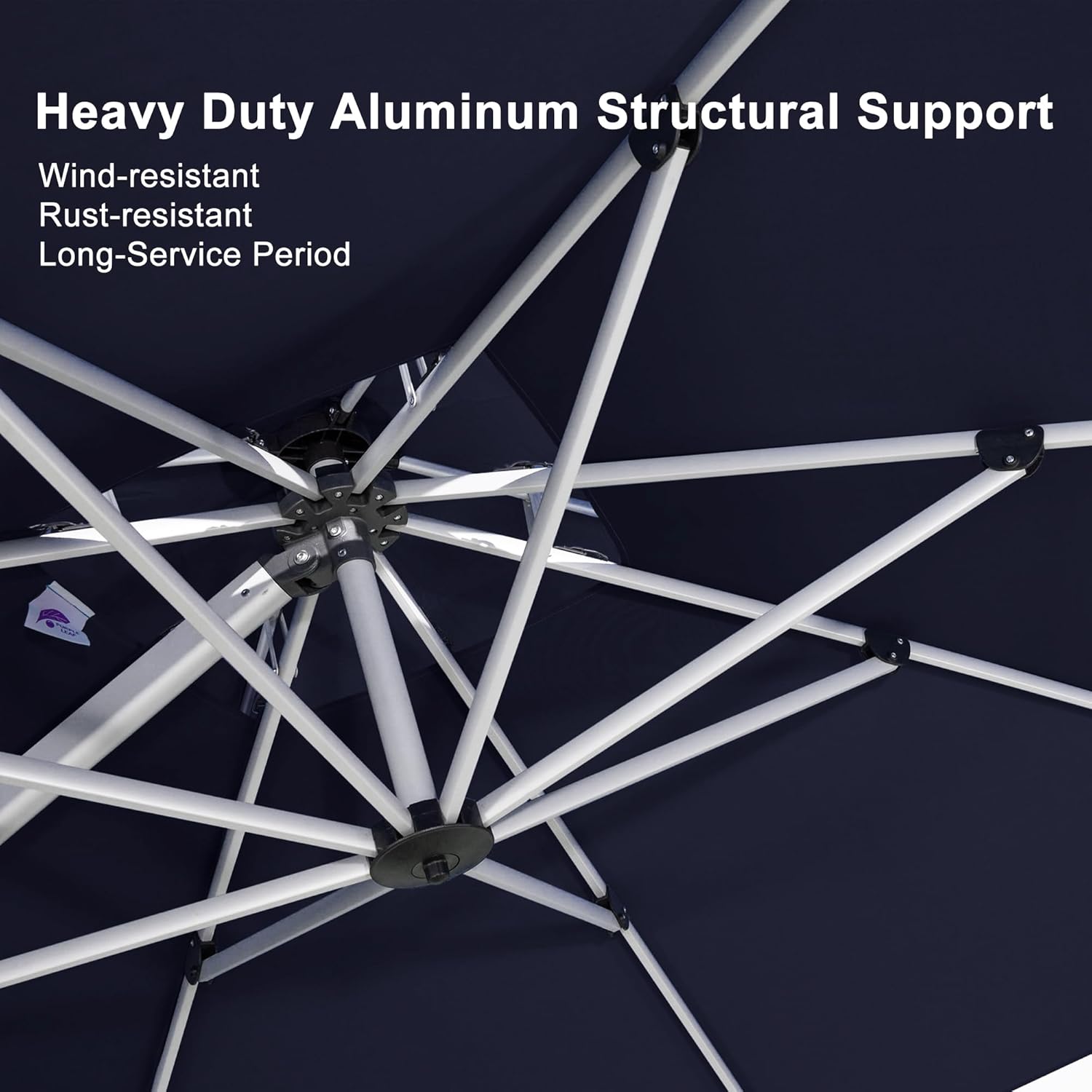 PURPLE LEAF 11 Feet Patio Umbrella Outdoor Round Umbrella Large Cantilever Umbrella Windproof Offset Heavy Duty Sun for Garden Deck Pool Patio, Navy Blue
