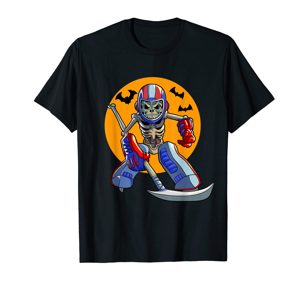 Ice Hockey Skeleton Halloween Ice Hockey T-Shirt - Trendy Graphic Unisex