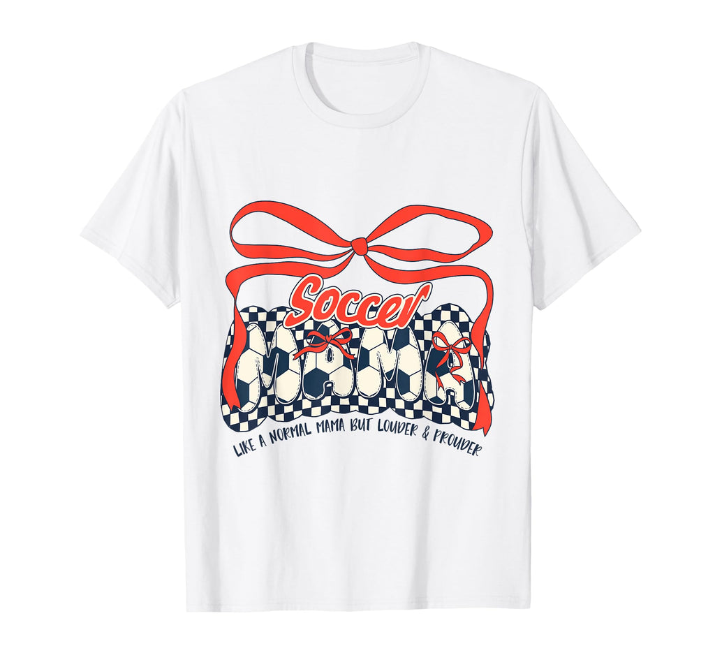 Soccer Mom Game Day Checkered Coquette Bow T-Shirt - Graphic Print Unisex