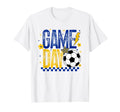 Game Day Soccer Season Blue Gold T-Shirt - Custom Art Print Unisex