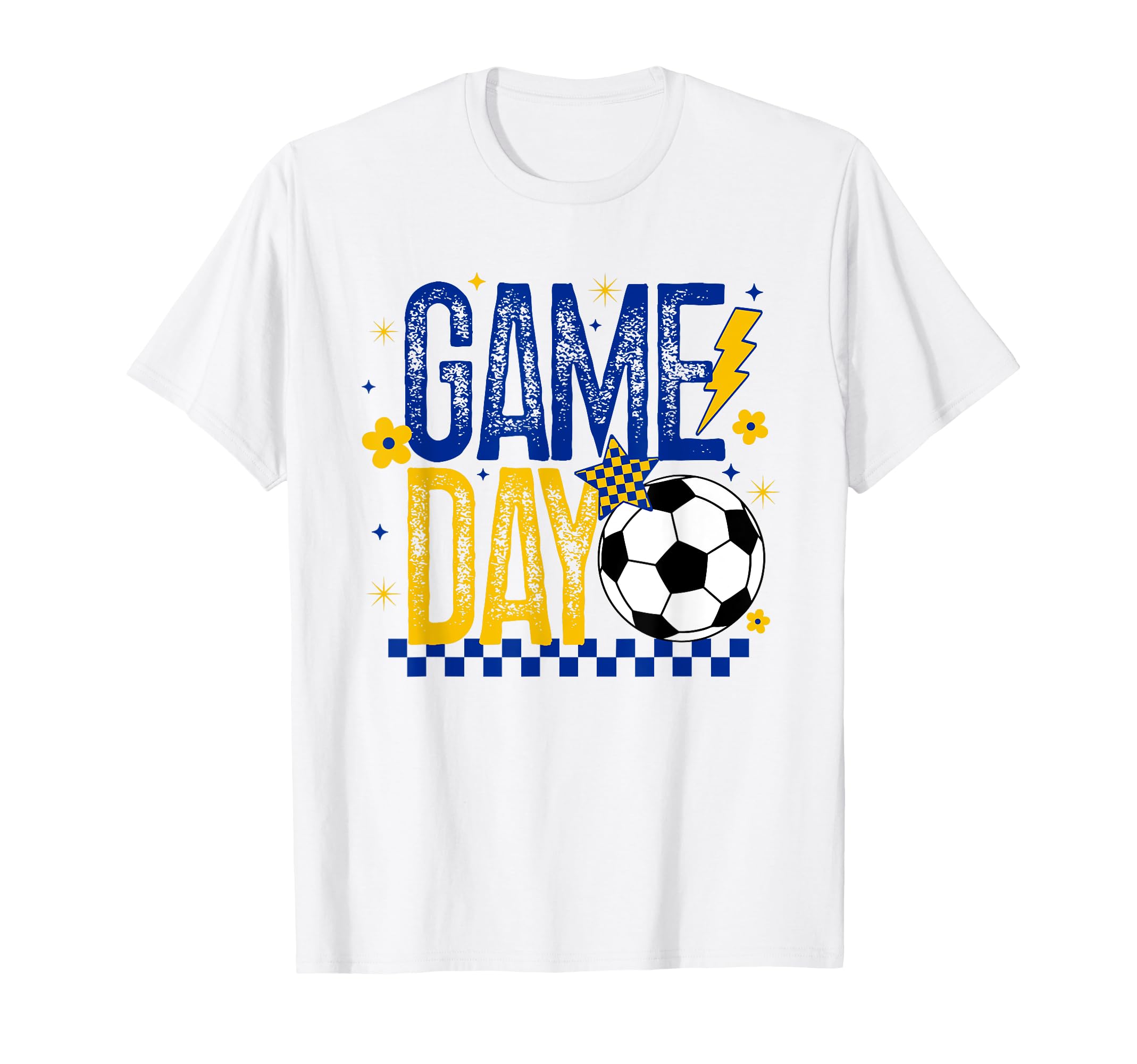 Game Day Soccer Season Blue Gold T-Shirt - Custom Art Print Unisex