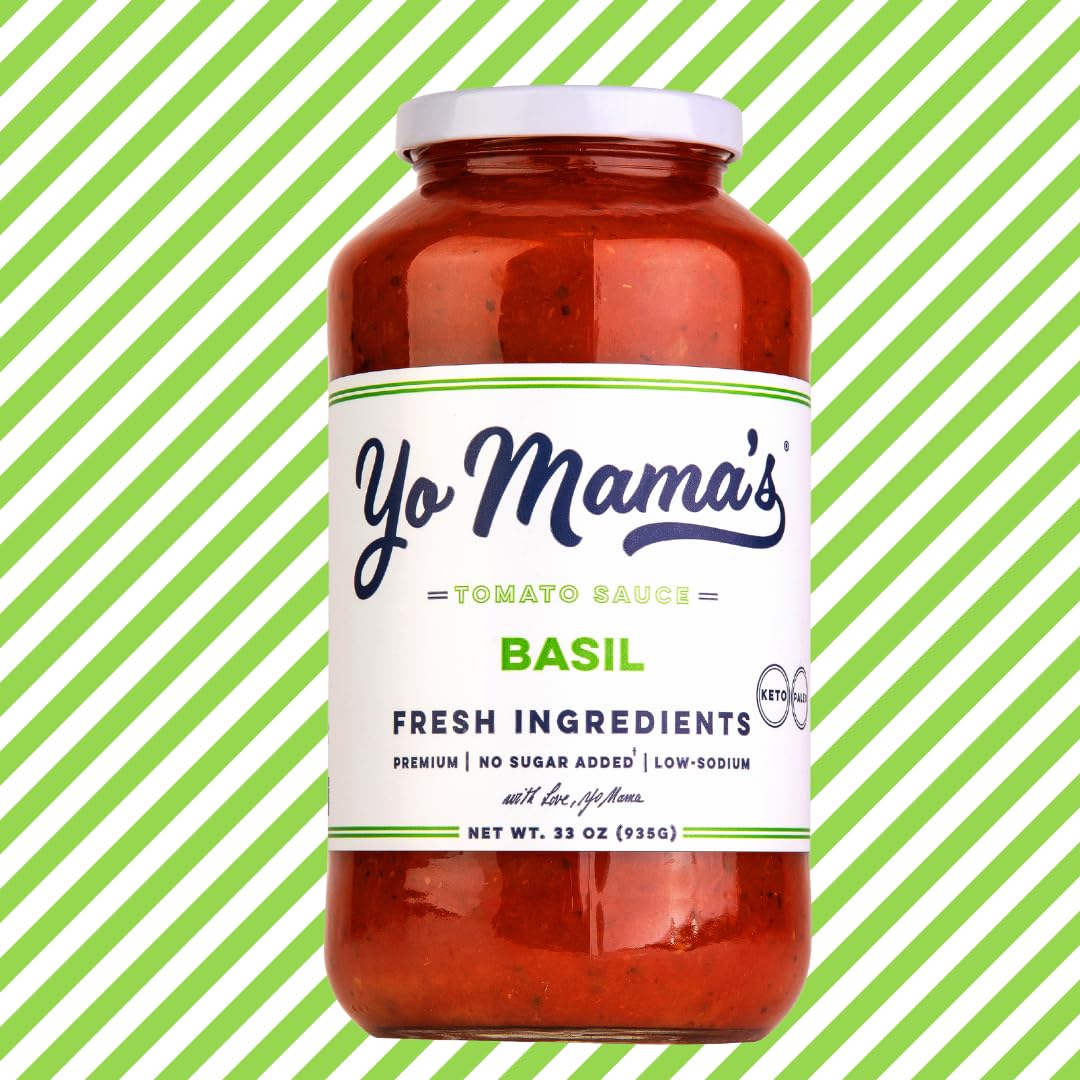 Yo Mama's Foods Tomato Basil Pasta Sauce, Gluten-Free, Vegan, Case of 6 (25 oz)