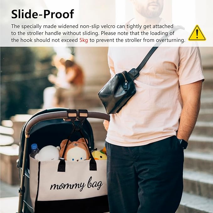TOPDesign Universal Baby Stroller Organizer, Stroller Caddy with Detachable Mesh Bag & Heightened Insulated Cup Holders & Non-Slip Secure Hooks Accessories, Fits Most Strollers (Grey)