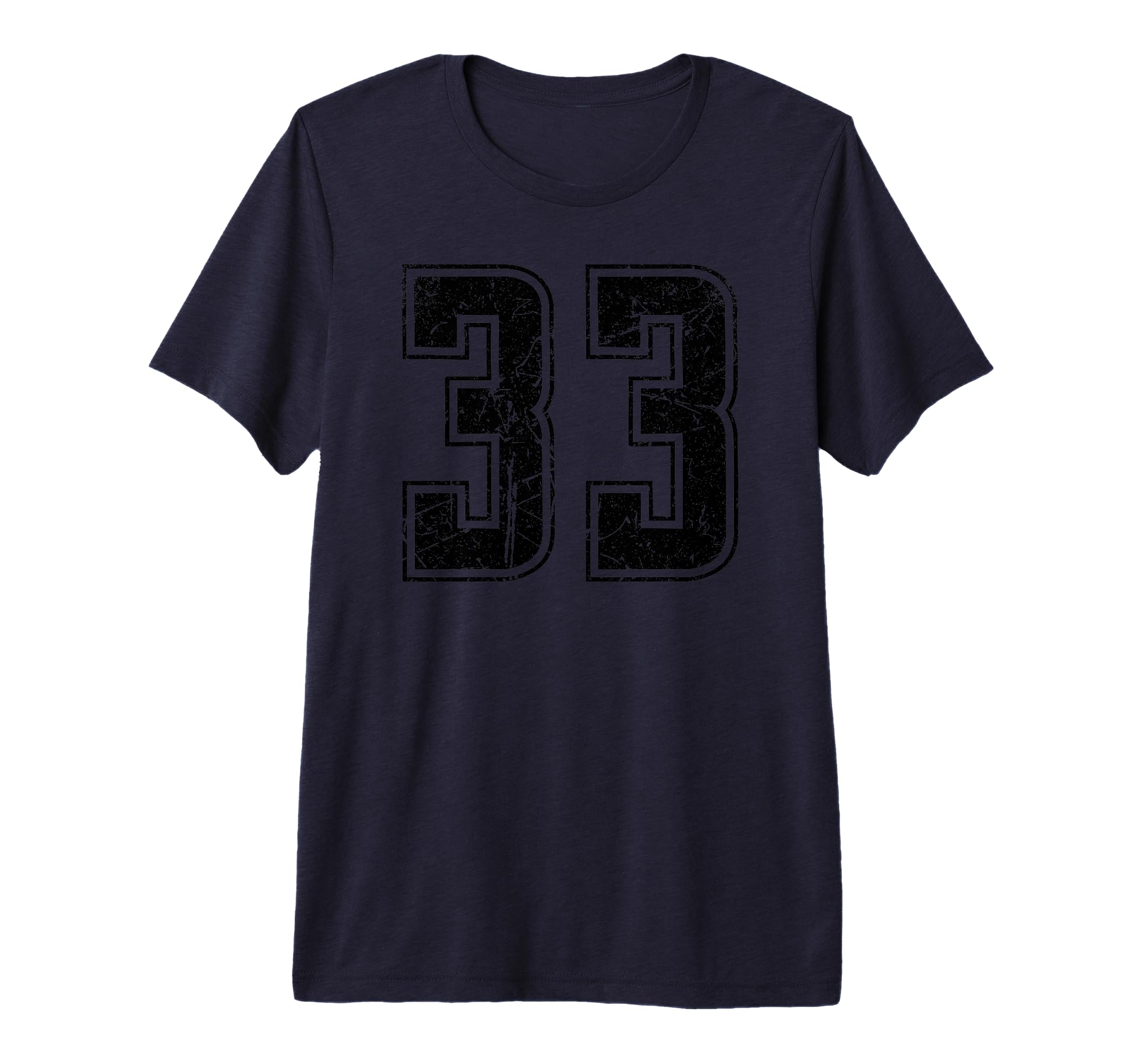 Number 33 Distressed Grunge Jersey Team T-Shirt - Custom Art Print Unisex