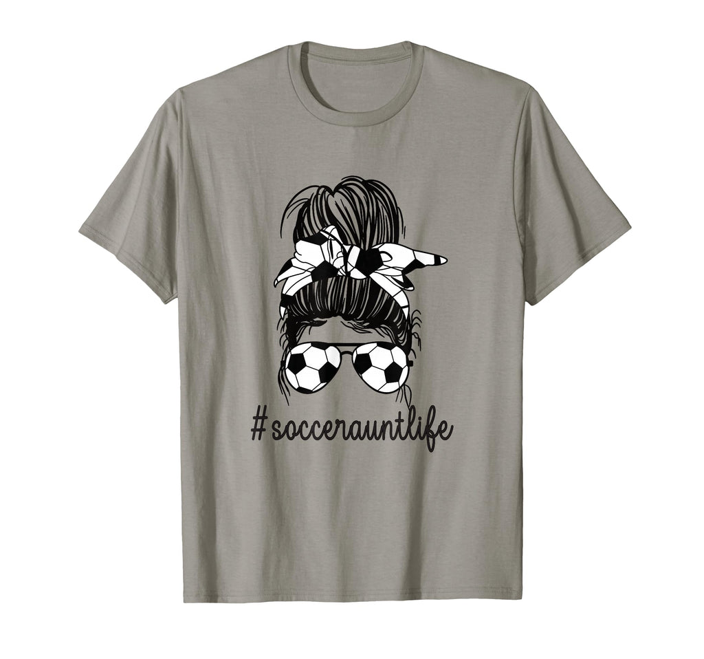 Soccer Aunt Life Messy Bun Proud T-Shirt - Aesthetic Graphic for Adults