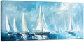 Large Blue and White Sailboat Wall Art Nautical Sails Canvas Living Room Ocean Pictures Framed Prints Oversize Wall Decor Painting Artwork for Bedroom Dining Office Home 60"x30"