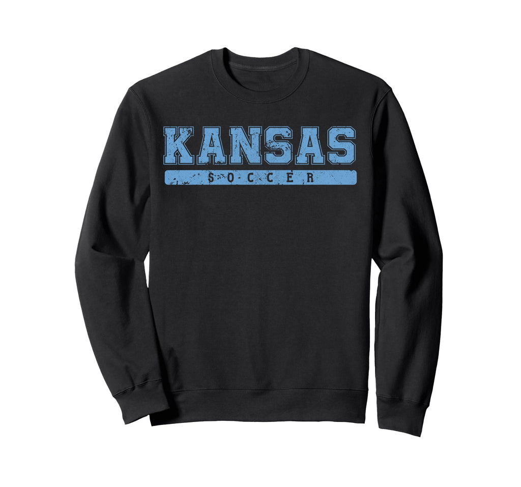 Kansas Soccer Sky Blue Text Sweatshirt - Graphic Print Unisex