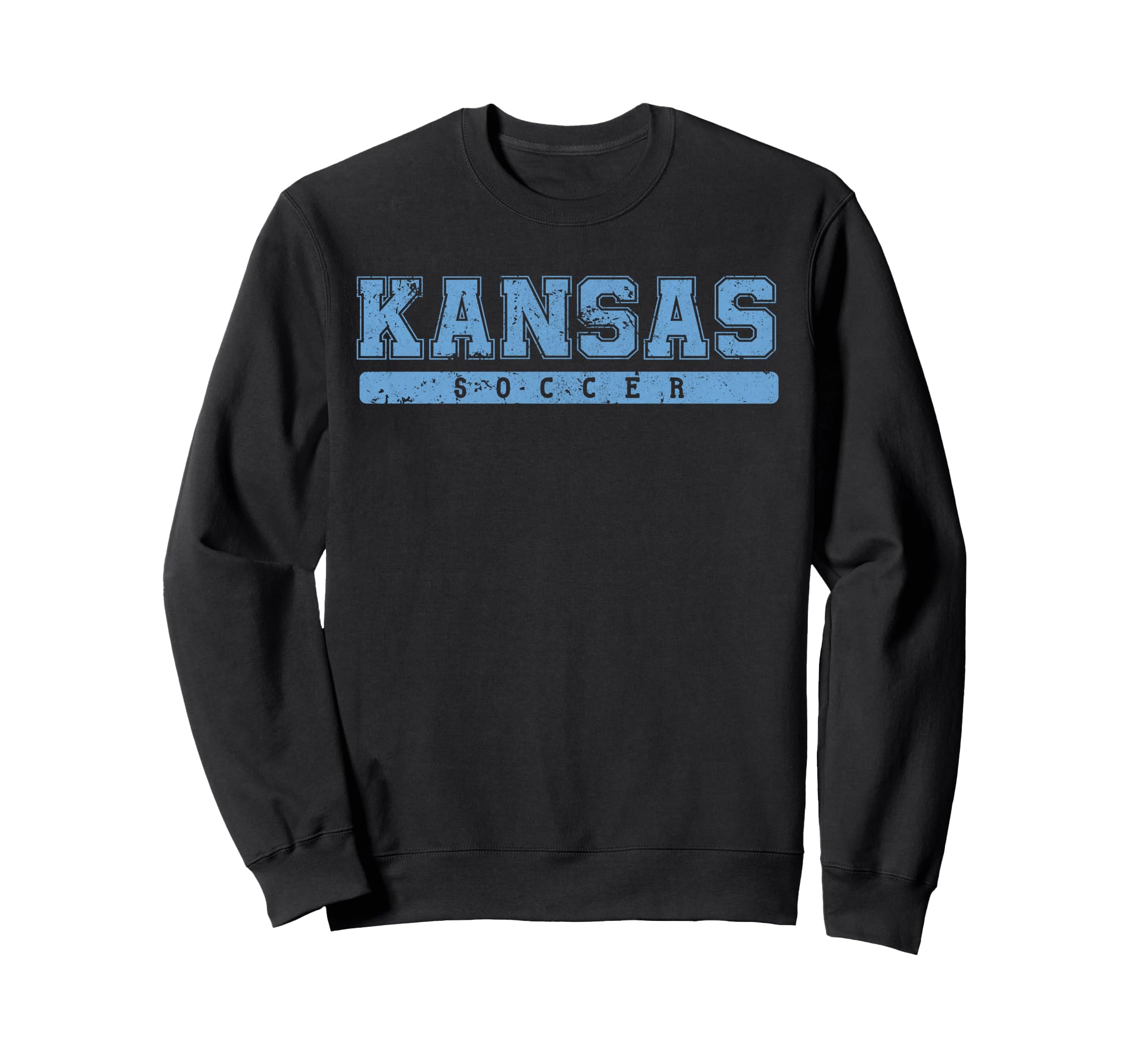 Kansas Soccer Sky Blue Text Sweatshirt - Graphic Print Unisex