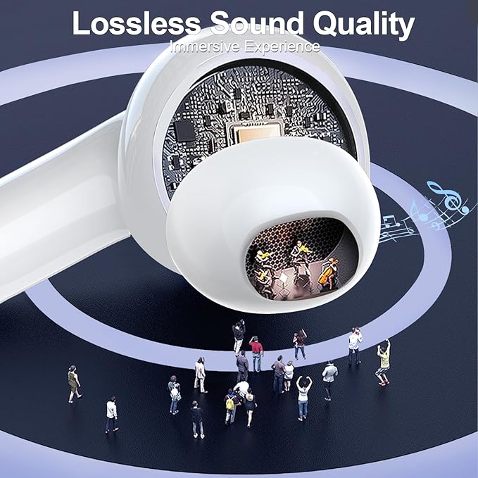 ZIUTY Wireless Earbuds Bluetooth Headphones, 50H Playtime Ear Buds with Mic, LED Digital Display Charging Case, IPX7 Waterproof, Deep Bass Stereo, in-Ear Earphone for iPhone Andriod Phone