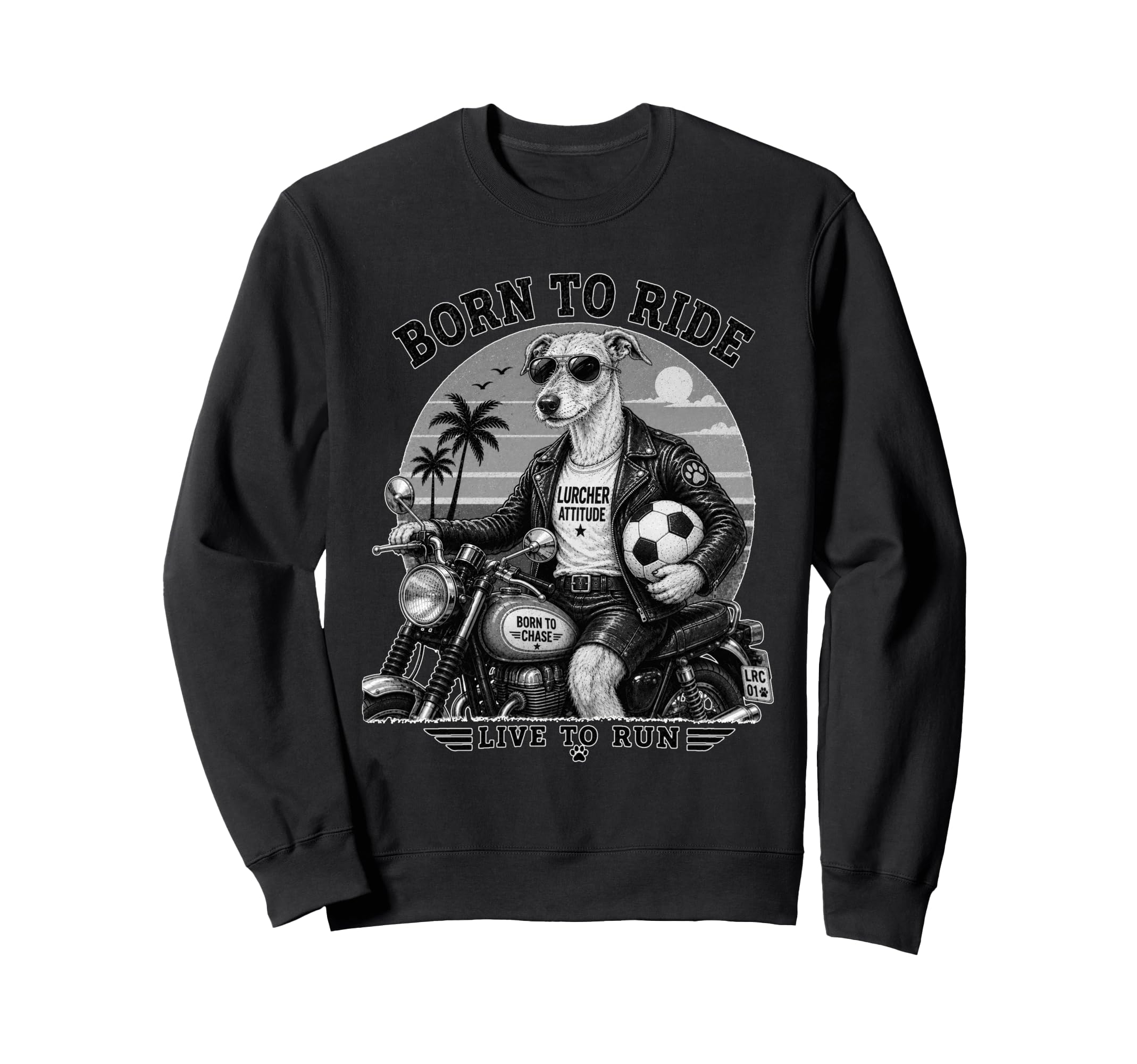 Lurcher Motorbike Love Footbal Sweatshirt - Unique Graphic Men Women