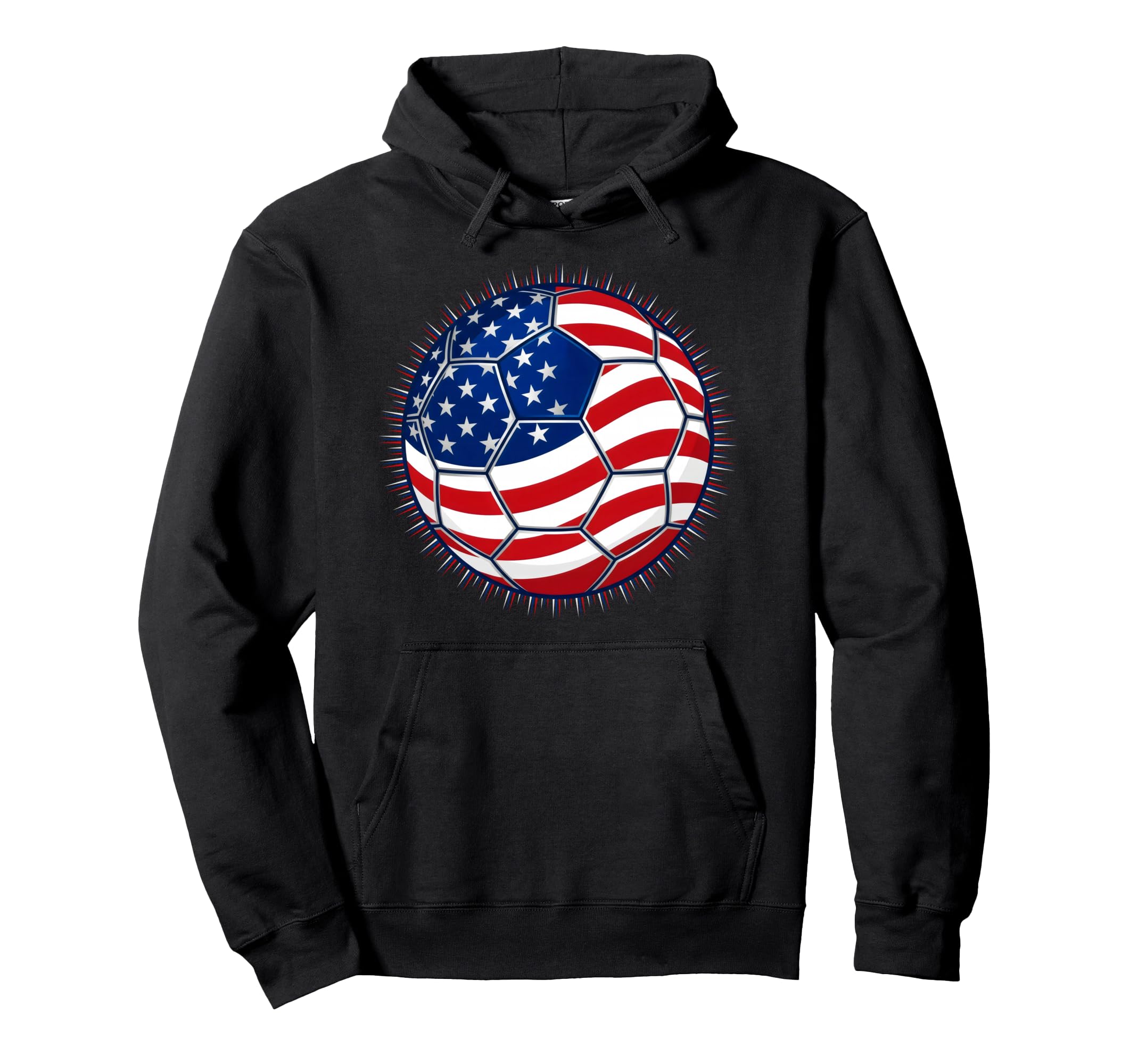 American Flag Soccer Ball Patriotic Hoodie - Novelty Apparel for Adults