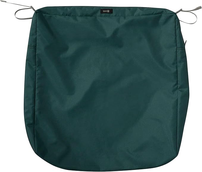 Classic Accessories Ravenna Water-Resistant 23 x 23 x 5 Inch Square Patio Seat Cushion Slip Cover & Foam, Mallard Green, Lounge Chair Cushion