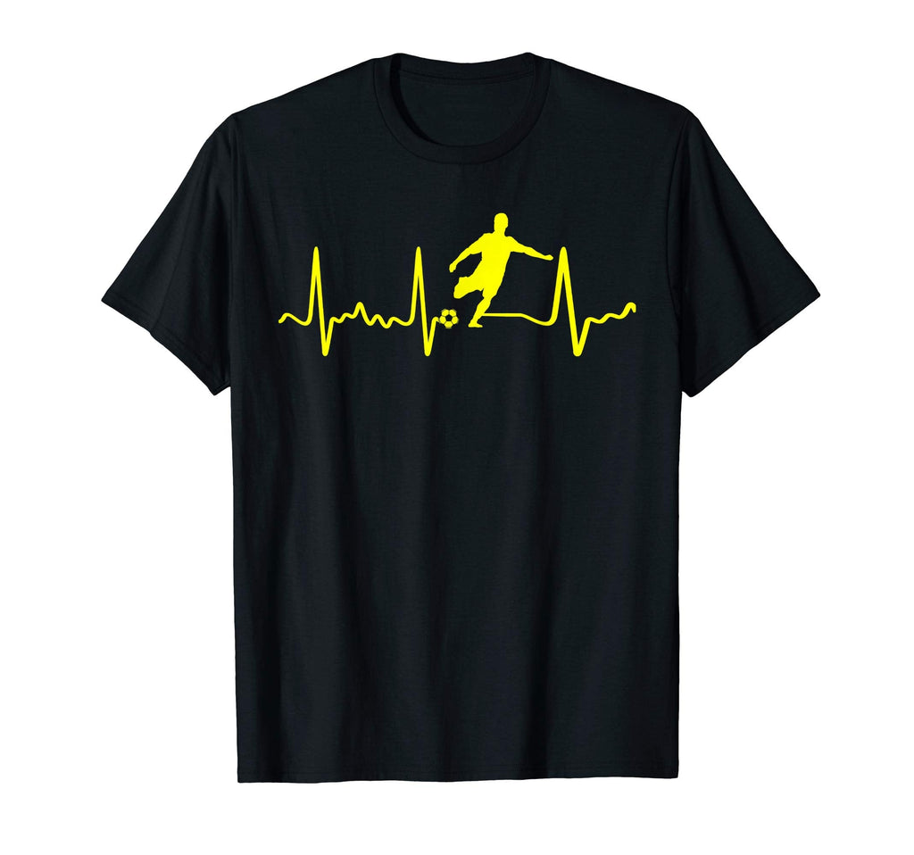 Yellow Soccer Heartbeat Yellow Male T-Shirt - Fun Novelty Design Unisex