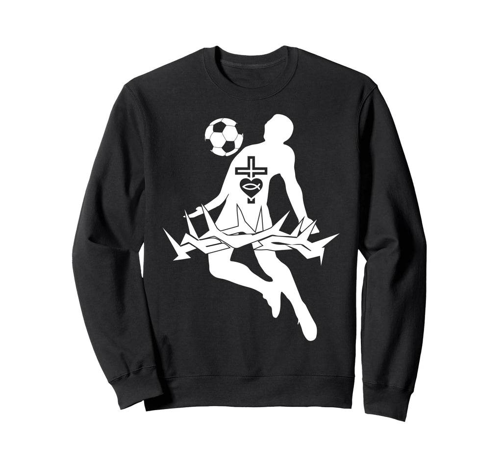 Religious Jesus Soccer Christ God Sweatshirt - Novelty Apparel Unisex
