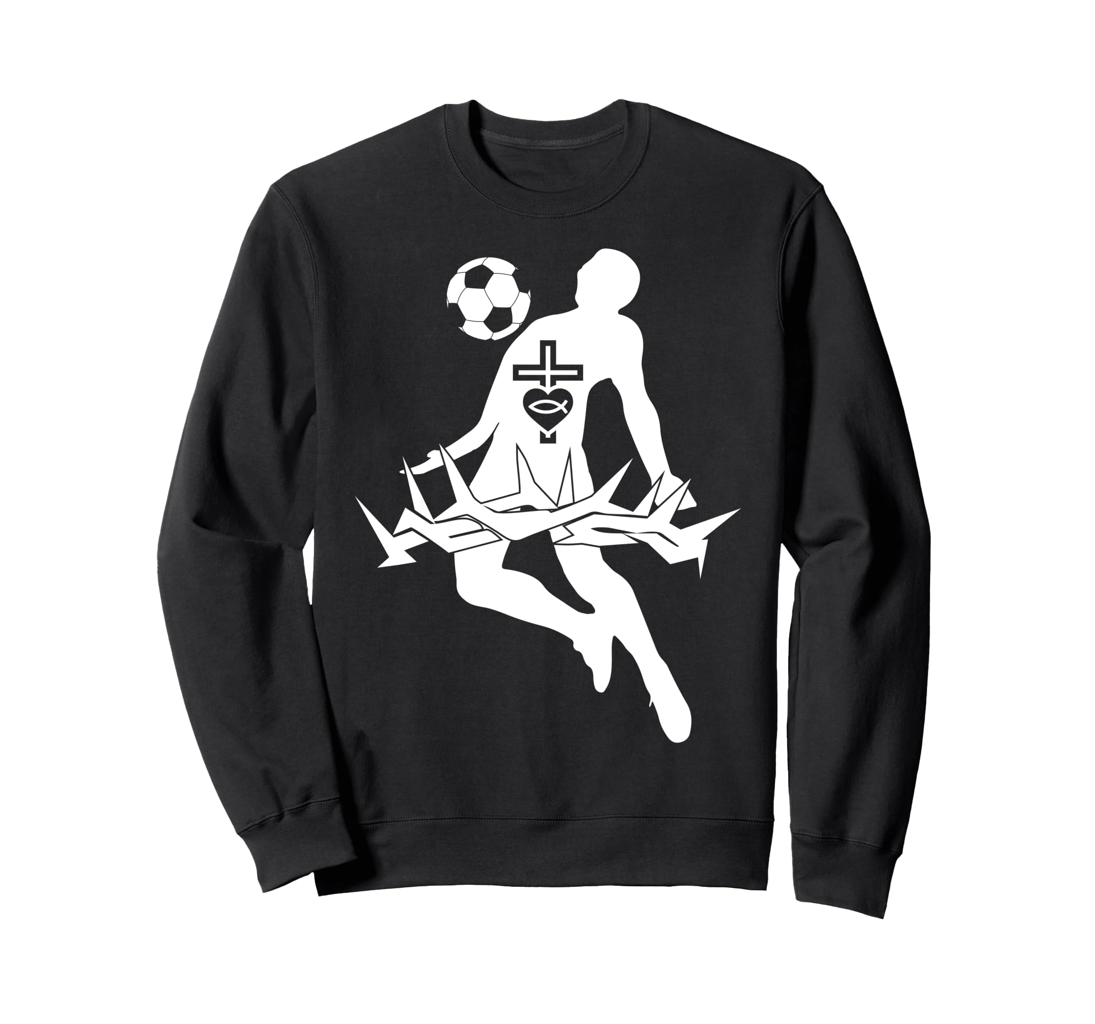 Religious Jesus Soccer Christ God Sweatshirt - Novelty Apparel Unisex