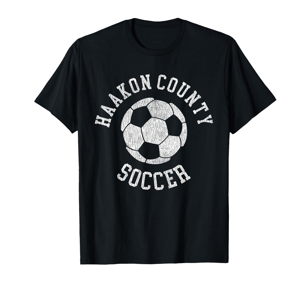 Haakon County Soccer Distressed 90S T-Shirt - Minimalist Print Unisex