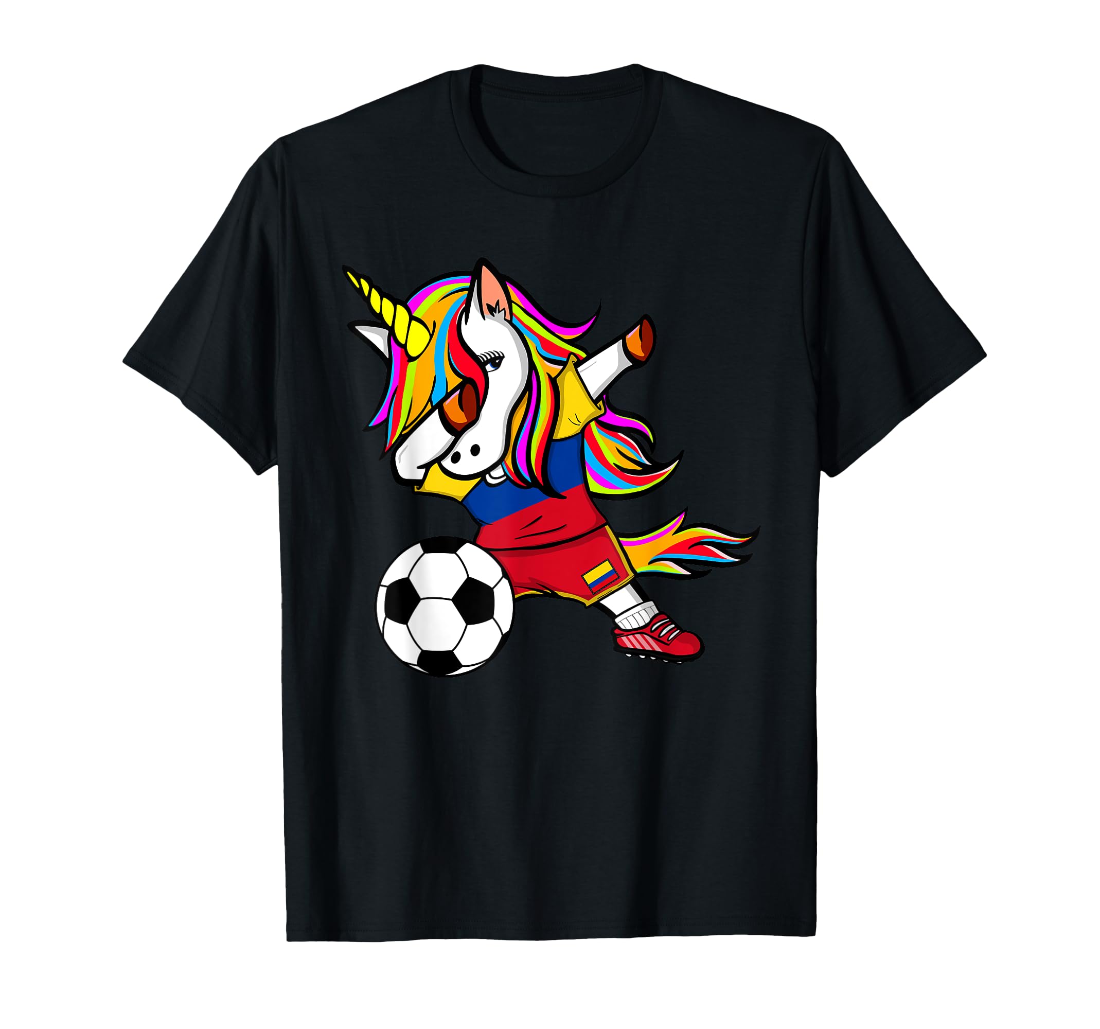 Dabbing Unicorn Colombia Soccer Jersey T-Shirt - Novelty Apparel Unisex